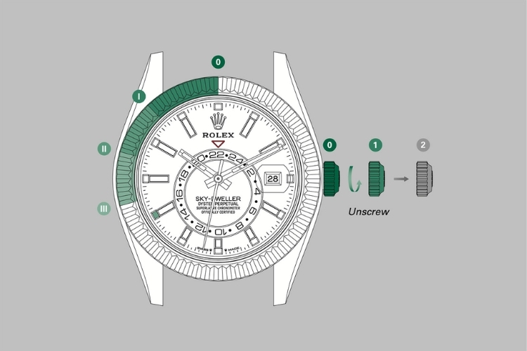 Kỳ Lân Luxury co che ring command tren rolex sky dweller 6 Cơ chế Ring Command trên Rolex Sky Dweller