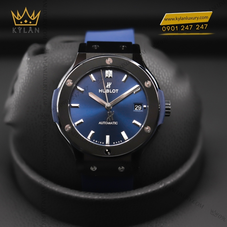 Kỳ Lân Luxury hublot classic fusion ceramic blue 42mm day cao su 7 Đồng hồ Hublot Classic Fusion Ceramic Blue dây cao su 42mm
