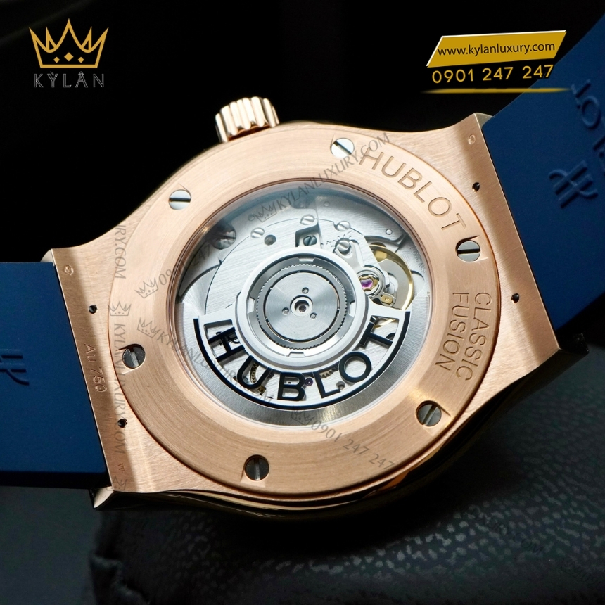 Kỳ Lân Luxury hublot classic fusion king gold blue 42mm day cao su 4 Đồng hồ Hublot Classic Fusion King Gold Blue dây cao su 42mm