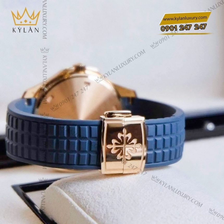 Kỳ Lân Luxury patek philippe aquanaut travel time 5269r 001 7 Đồng hồ Patek Philippe Aquanaut Travel Time mặt xanh xám 5269R-001