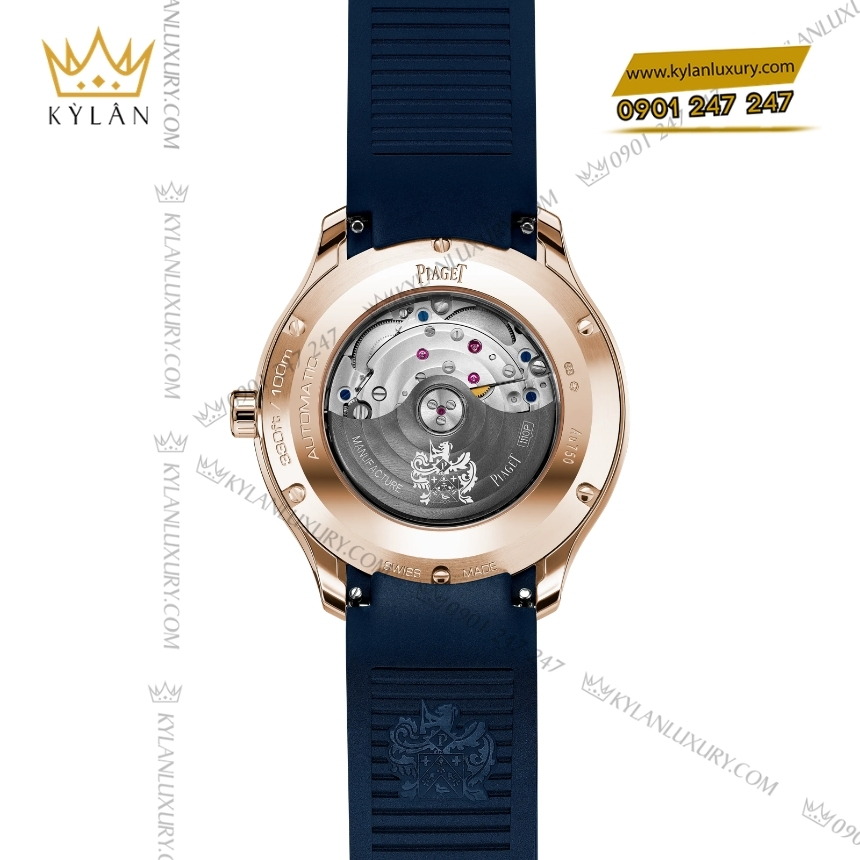 Kỳ Lân Luxury piaget polo g0a5103 vang hong mat xanh lam 5 Đồng hồ Piaget Polo 42 vàng hồng mặt số xanh lam G0A51034
