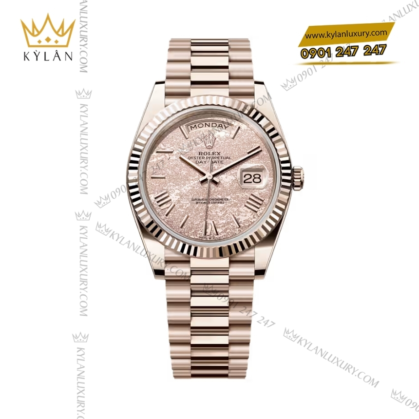 Kỳ Lân Luxury rolex day date 40 228235jg 0002 gold leaf design 3 Đồng hồ Rolex Day Date 40 Gold Leaf Design 228235JG-0002