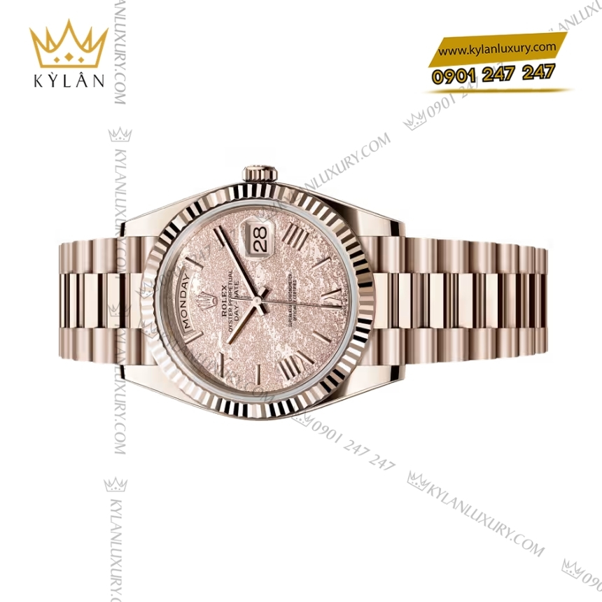 Kỳ Lân Luxury rolex day date 40 228235jg 0002 gold leaf design 4 Đồng hồ Rolex Day Date 40 Gold Leaf Design 228235JG-0002