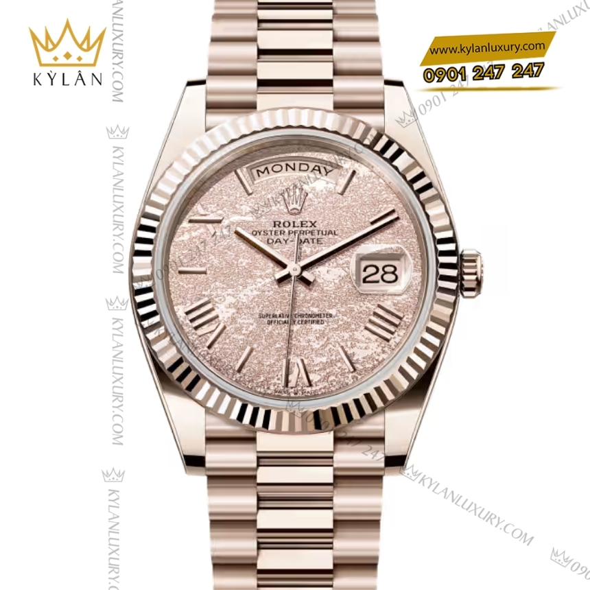 Kỳ Lân Luxury rolex day date 40 228235jg 0002 gold leaf design 5 Đồng hồ Rolex Day Date 40 Gold Leaf Design 228235JG-0002
