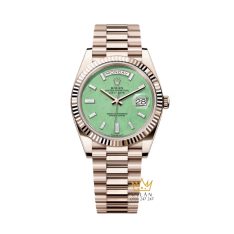 Đồng hồ Rolex Day Date 40 mặt đá xanh lá nhạt 228235JG-0003
