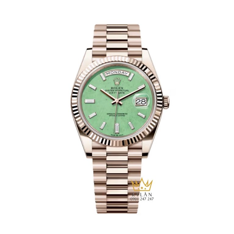 Đồng hồ Rolex Day Date 40 mặt đá xanh lá nhạt 228235JG-0003