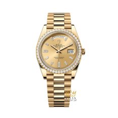 Đồng hồ Rolex Day Date 40 champagne vành kim cương 228348RBR-0002