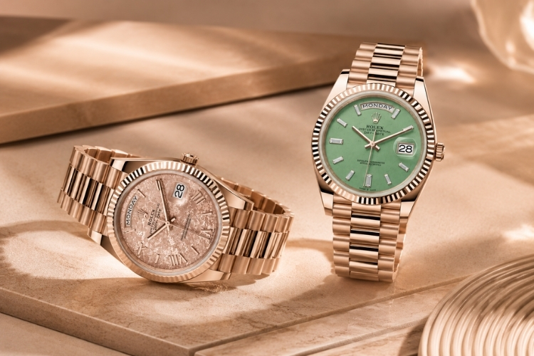 Rolex ra mắt bộ đôi Day-Date 40 đầu tiên sử dụng Jubilee Gold 2 Rolex ra mắt bộ đôi Day-Date 40 đầu tiên sử dụng Jubilee Gold – hợp kim vàng mới độc quyền.