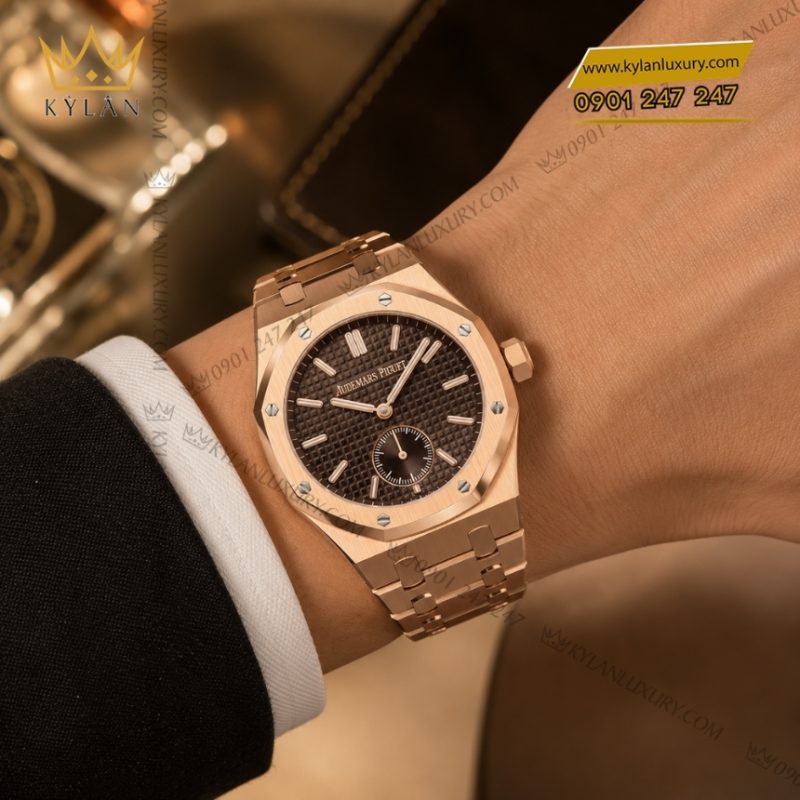 Đồng hồ Royal Oak Minute Repeater Supersonnerie mặt số nâu 26591OR