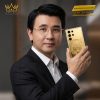 Điện thoại Samsung Galaxy S26 Ultra custom vàng họa tiết mặt hổ đính kim cương