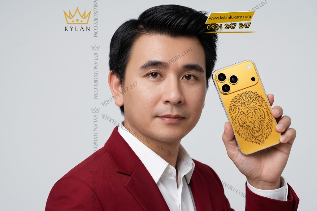 Điện thoại iPhone 17 Pro Max custom vàng họa tiết mặt sư tử 7 Điện thoại iPhone 17 Pro Max custom vàng họa tiết mặt sư tử
