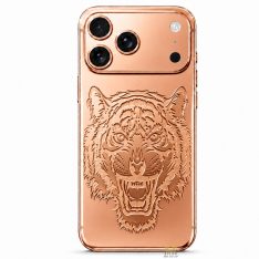 Điện thoại iPhone 17 Pro Max custom vàng hồng họa tiết mặt hổ