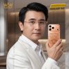 Điện thoại iPhone 17 Pro Max custom vàng hồng họa tiết mặt hổ