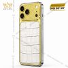 Điện thoại iPhone 17 Pro Max vàng Au750 bọc da cá sấu