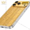 Điện thoại iPhone 17 Pro Max vàng Au750 họa tiết cánh lá đính kim cương