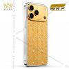 Điện thoại iPhone 17 Pro Max vàng Au750 họa tiết cánh lá đính kim cương