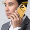 Điện thoại iPhone 17 Pro Max vàng Au750 họa tiết cánh lá đính kim cương
