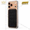 Điện thoại iPhone 17 Pro Max vàng hồng Au750 bọc da cá sấu