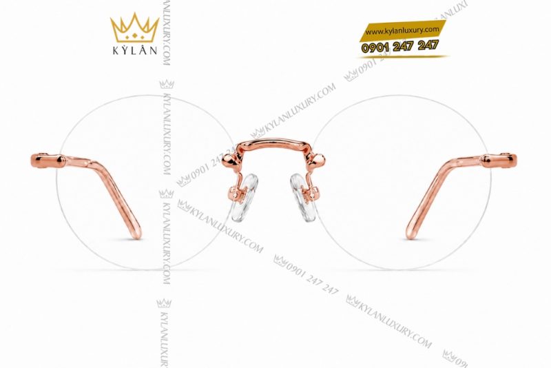 Mắt kính gọng tròn vàng hồng Au750 không viền