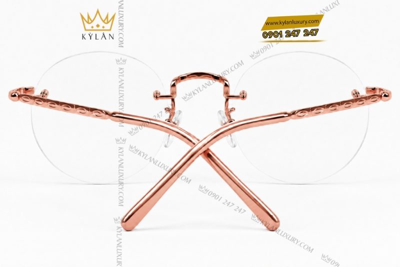 Mắt kính gọng tròn vàng hồng Au750 không viền