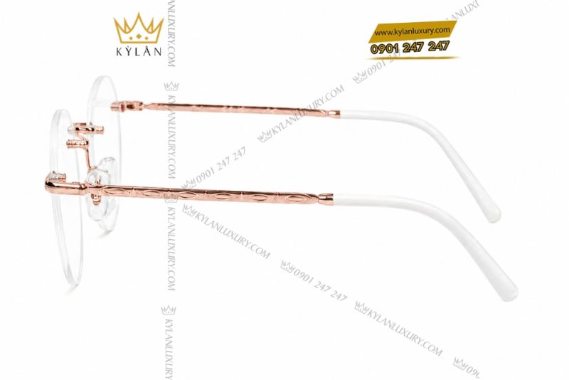 Mắt kính gọng tròn vàng hồng Au750 không viền