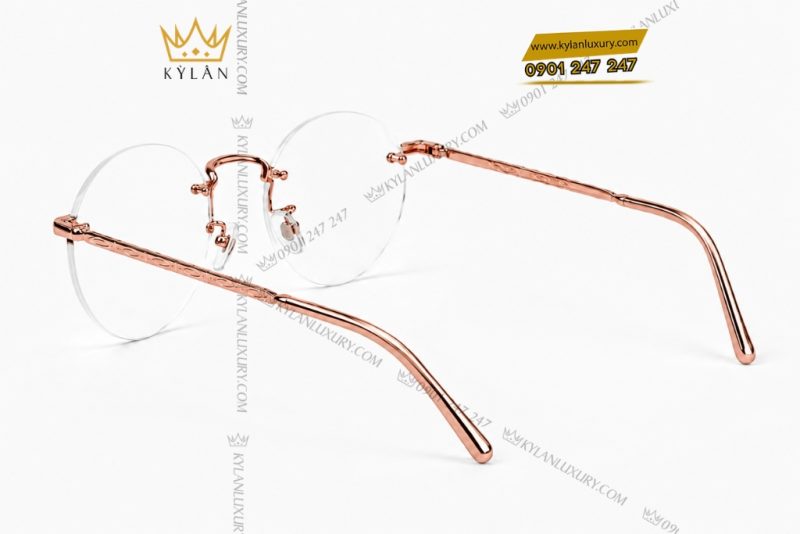 Mắt kính gọng tròn vàng hồng Au750 không viền