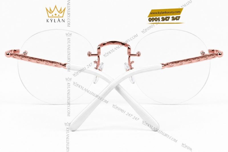 Mắt kính gọng tròn vàng hồng Au750 không viền