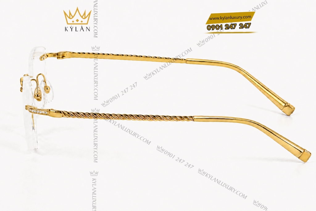 Kỳ Lân Luxury Mat kinh vang Au750 dinh kim cuong 3 1 Mắt kính vàng Au750 đính kim cương