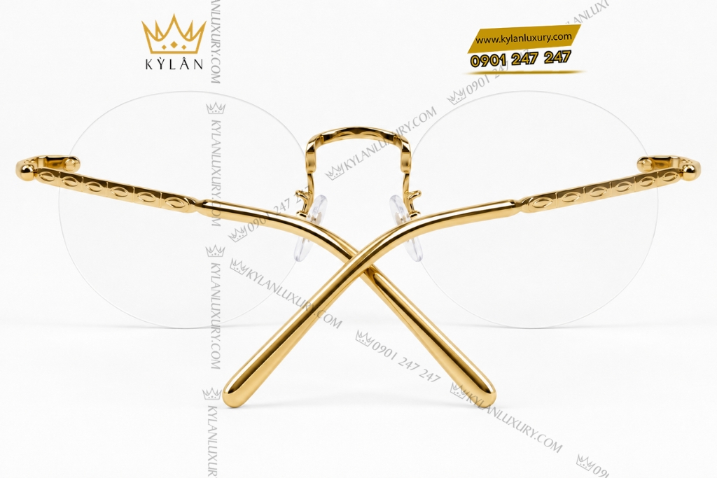 Mắt kính vàng Au750 gọng tròn không viền 13 Kỳ Lân Luxury Mat kinh vang Au750 gong tron khong vien 5 Mắt kính vàng Au750 gọng tròn không viền
