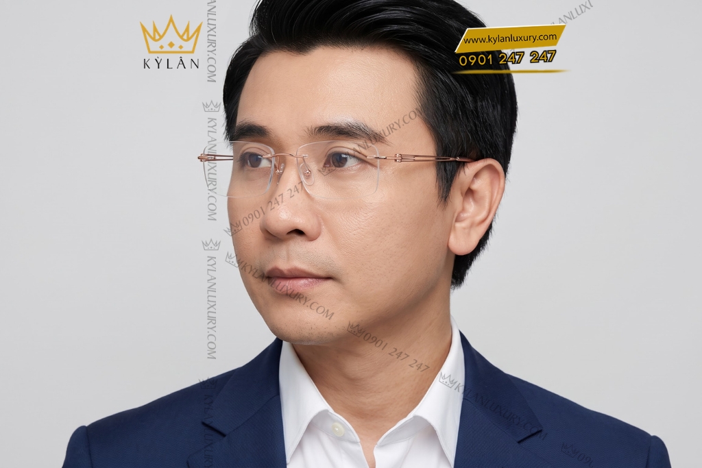 Kỳ Lân Luxury Mat kinh vang hong Au750 1 15 Mắt kính vàng hồng Au750
