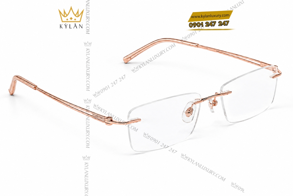 Kỳ Lân Luxury Mat kinh vang hong Au750 4 11 Mắt kính vàng hồng Au750