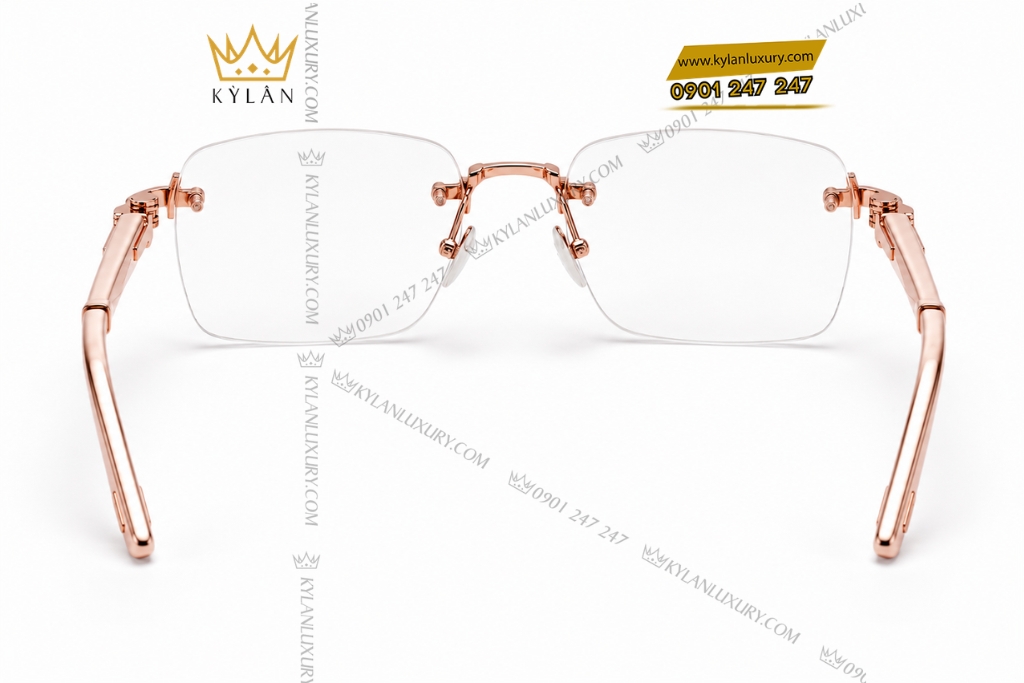 Kỳ Lân Luxury Mat kinh vang hong Au750 5 14 Mắt kính vàng hồng Au750