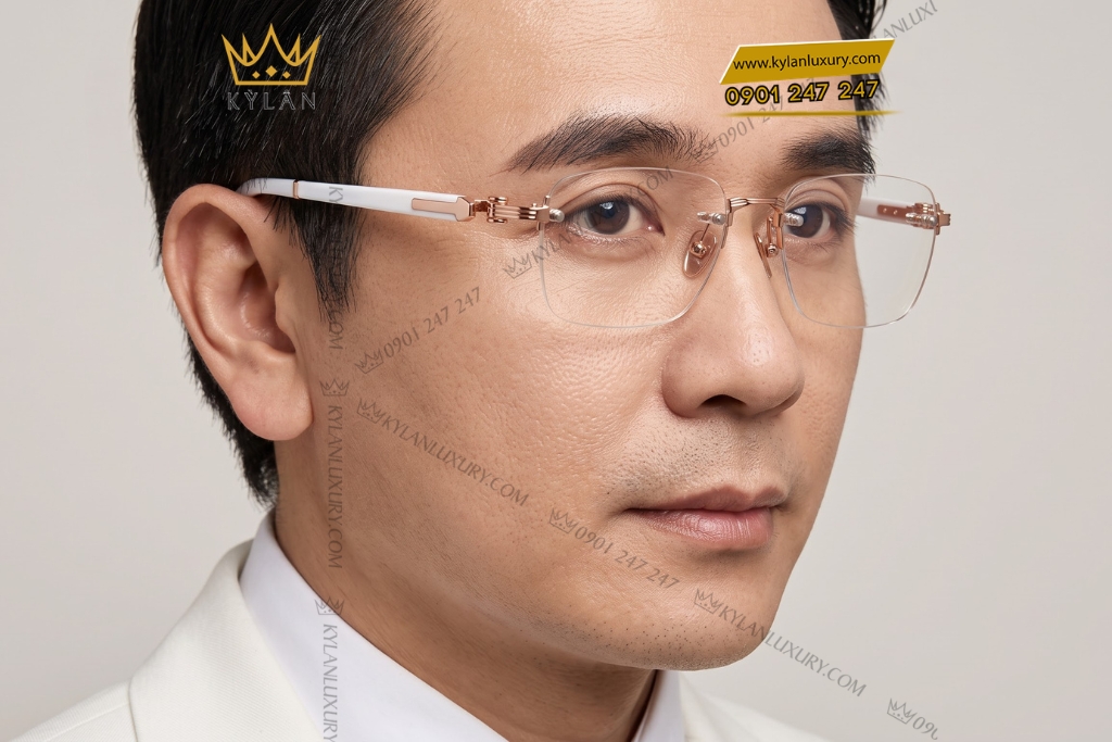 Mắt kính vàng hồng Au750 
