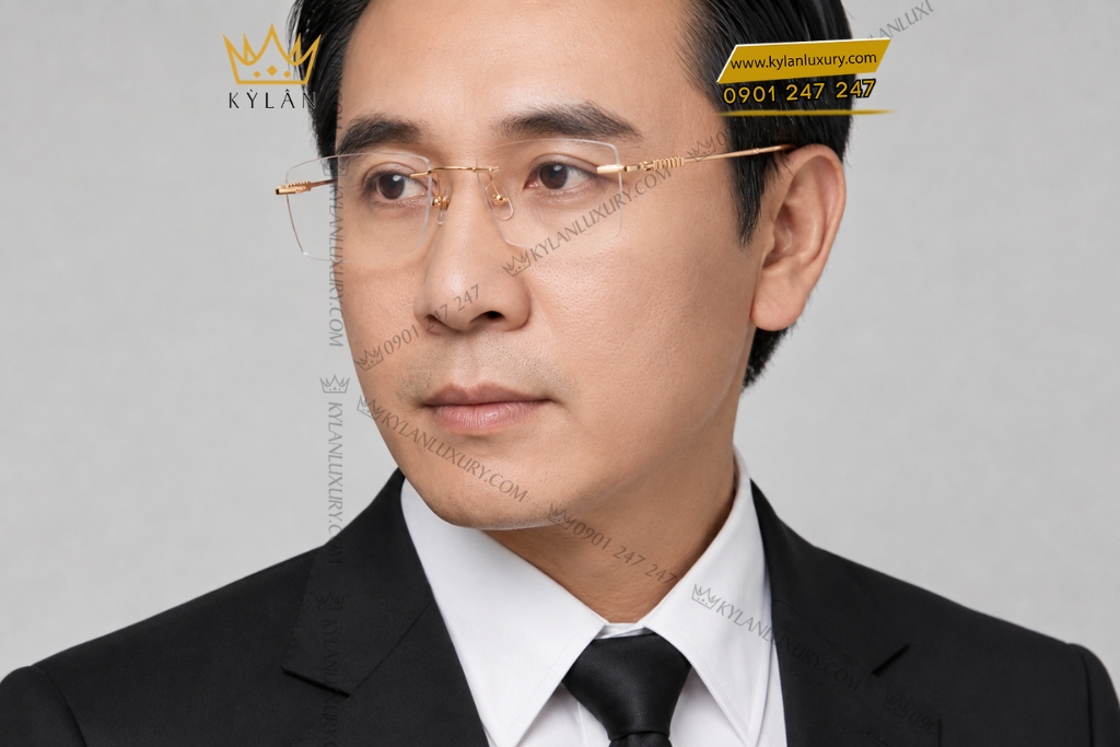 Kỳ Lân Luxury Mat kinh vang hong Au750 8 9 Mắt kính vàng hồng Au750