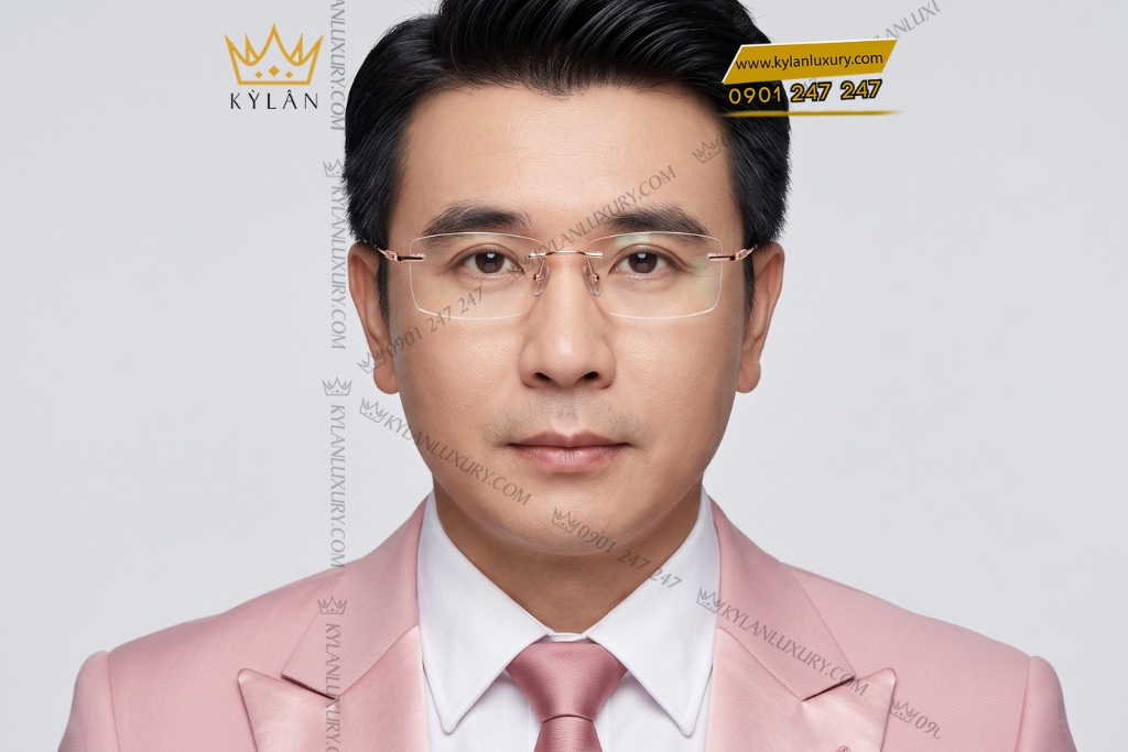 Kỳ Lân Luxury Mat kinh vang hong Au750 9 5 Mắt kính vàng hồng Au750
