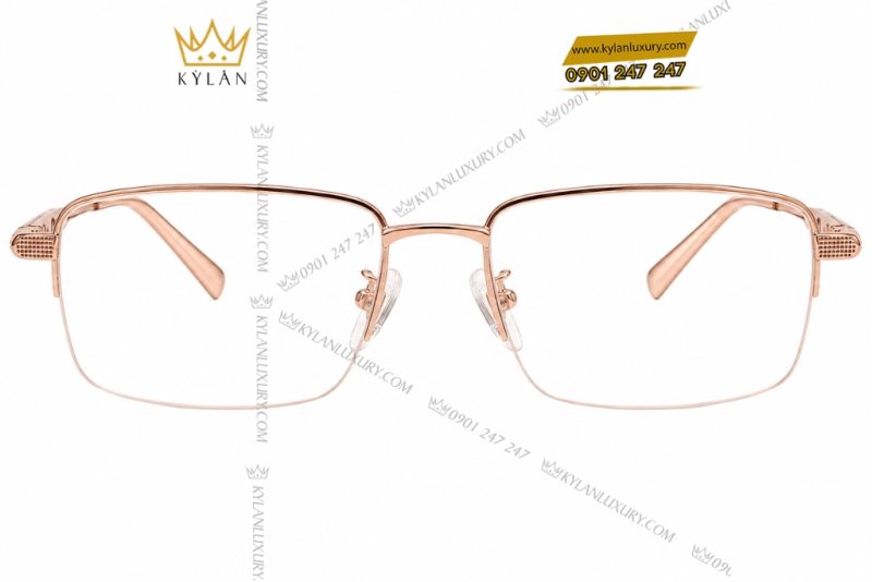 Mắt kính vàng hồng Au750 đính kim cương