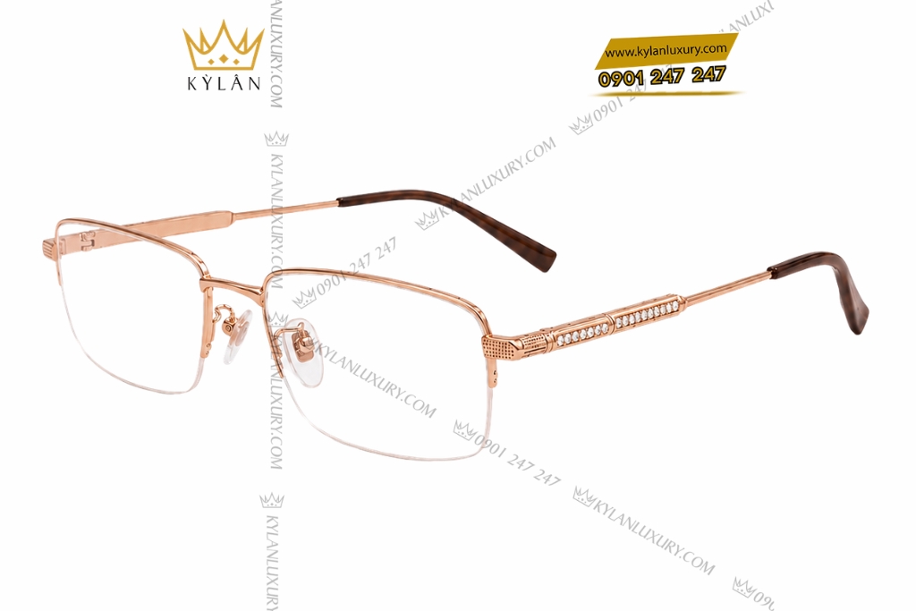 Kỳ Lân Luxury Mat kinh vang hong Au750 dinh kim cuong 2 2 Mắt kính vàng hồng Au750 đính kim cương