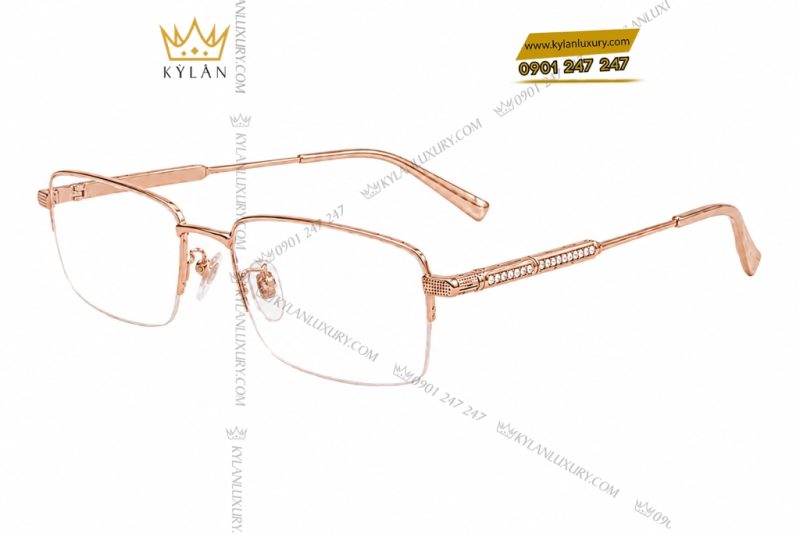 Mắt kính vàng hồng Au750 đính kim cương