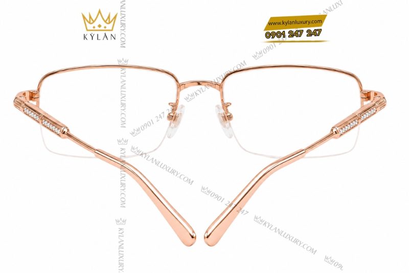 Mắt kính vàng hồng Au750 đính kim cương
