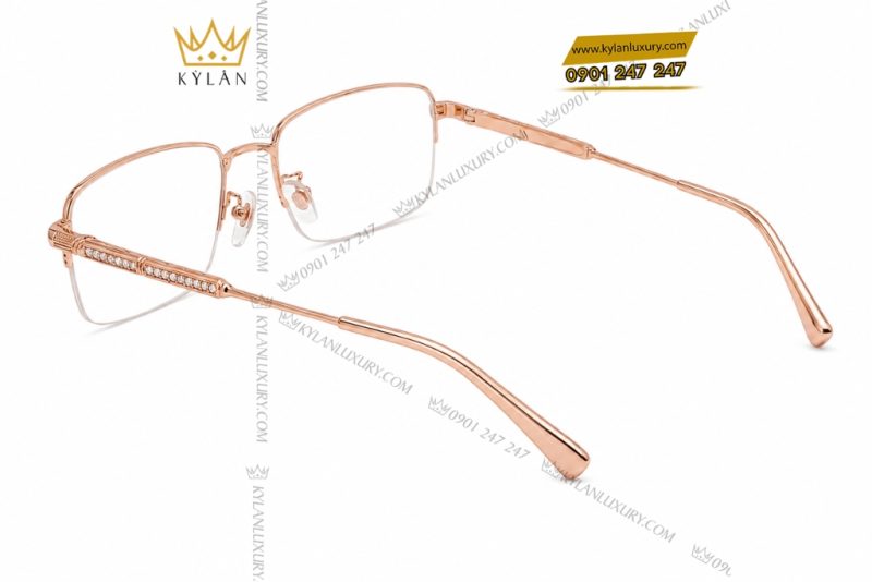 Mắt kính vàng hồng Au750 đính kim cương