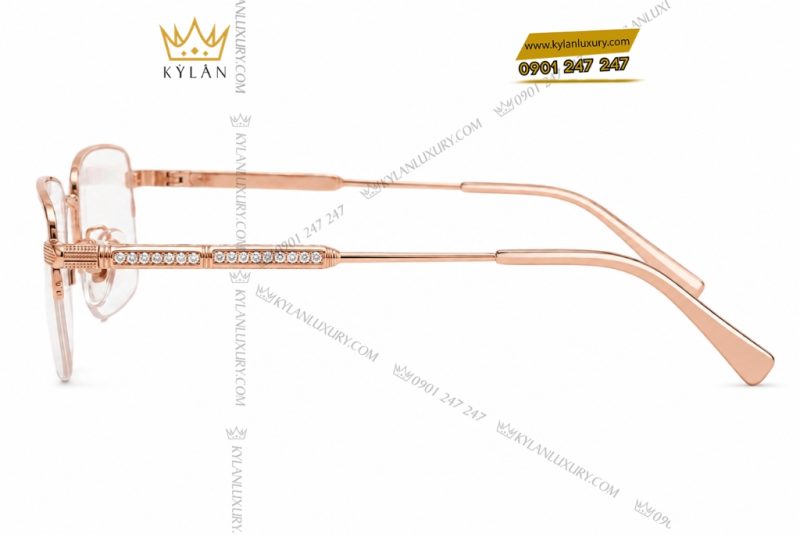 Mắt kính vàng hồng Au750 đính kim cương