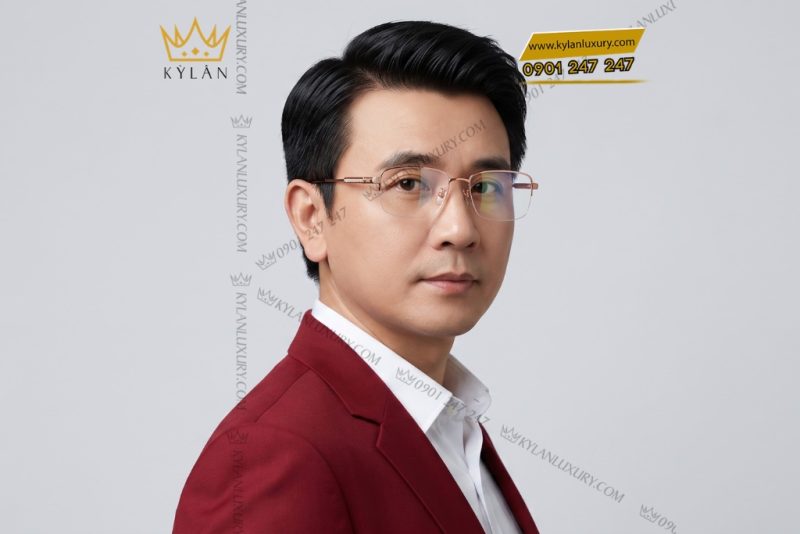Mắt kính vàng hồng Au750 đính kim cương