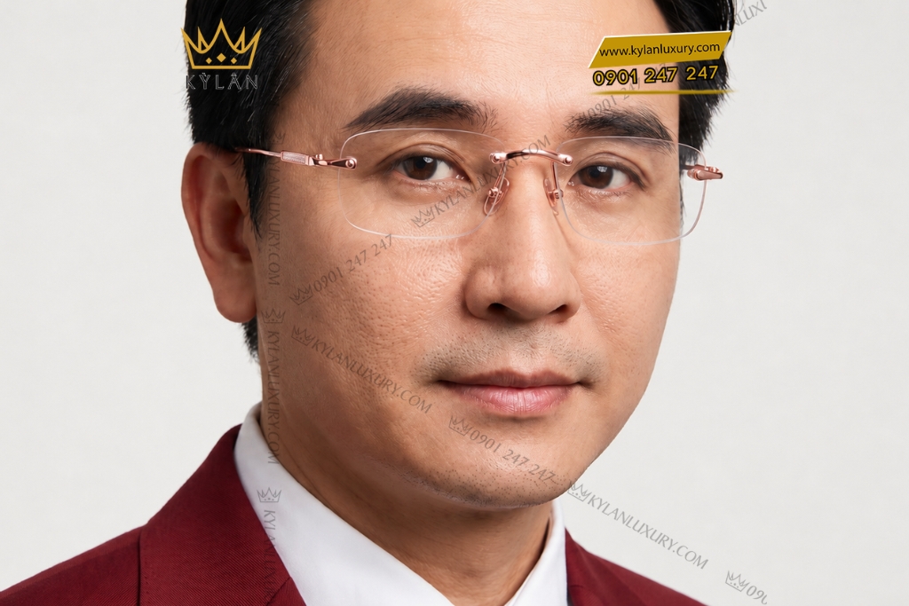Mắt kính vàng hồng Au750 đính kim cương 16 Kỳ Lân Luxury Mat kinh vang hong Au750 dinh kim cuong 9 Mắt kính vàng hồng Au750 đính kim cương