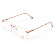 Mắt kính vàng hồng Au750 không viền họa tiết bện xoắn