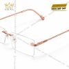 Mắt kính vàng hồng Au750 không viền họa tiết bện xoắn