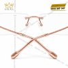 Mắt kính vàng hồng Au750 không viền họa tiết bện xoắn