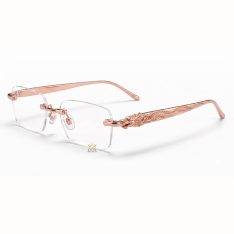 Mắt kính vàng hồng Au750 không viền họa tiết rồng