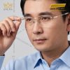 Mắt kính vàng trắng Au750 nửa viền càng ba thanh song song