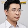 Mắt kính vàng trắng Au750 nửa viền càng ba thanh song song