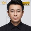 Mắt kính vàng trắng Au750 nửa viền càng ba thanh song song